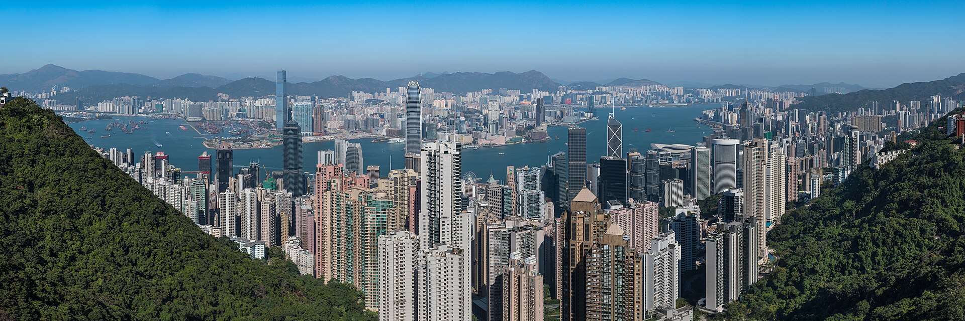 Daytime skyline of Hong Kong viewed from Victoria Peak
