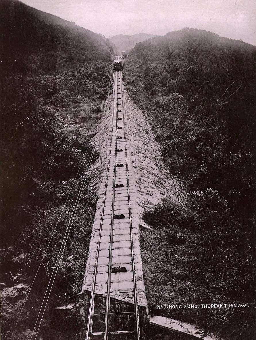 Historical photograph of the Peak Tramway, c. 1890s